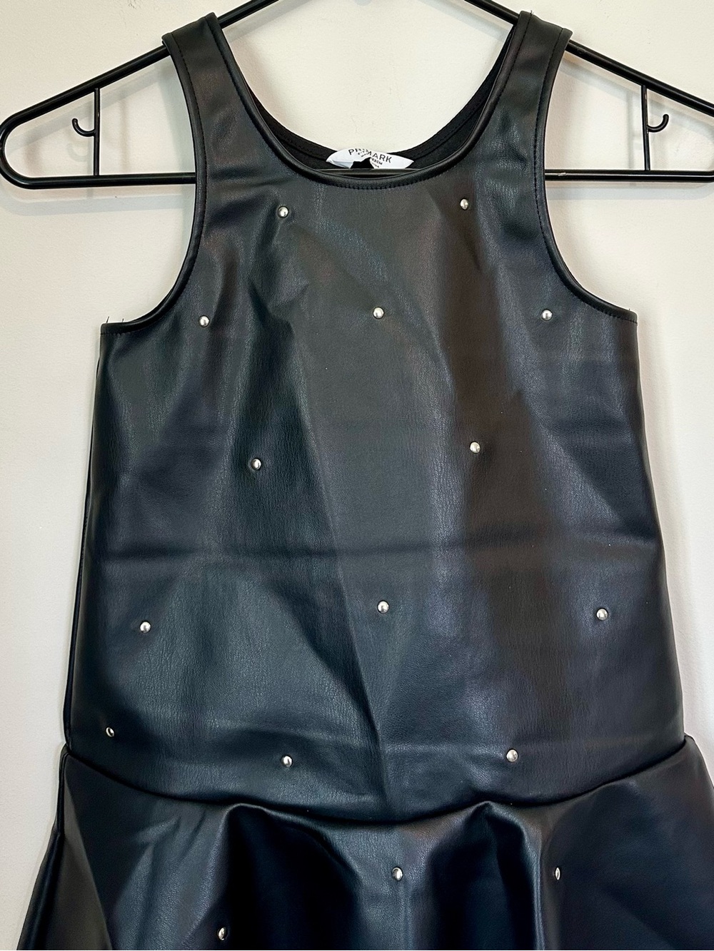 Primark Black Faux Leather Studded Dress - 6-7 years - Picture 6 of 6